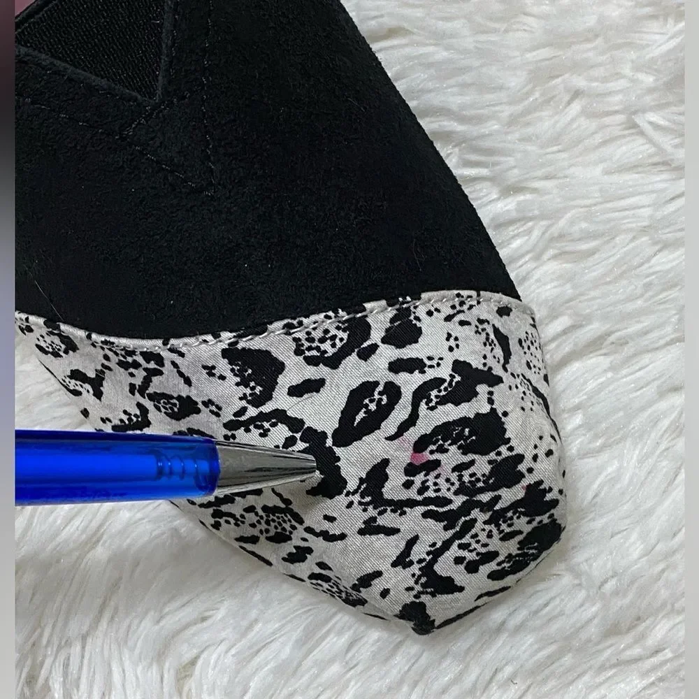TOMS x Prabal Gurung Collab Shoes Canvas Suede Snow Leopard Slip-On Size 9.5